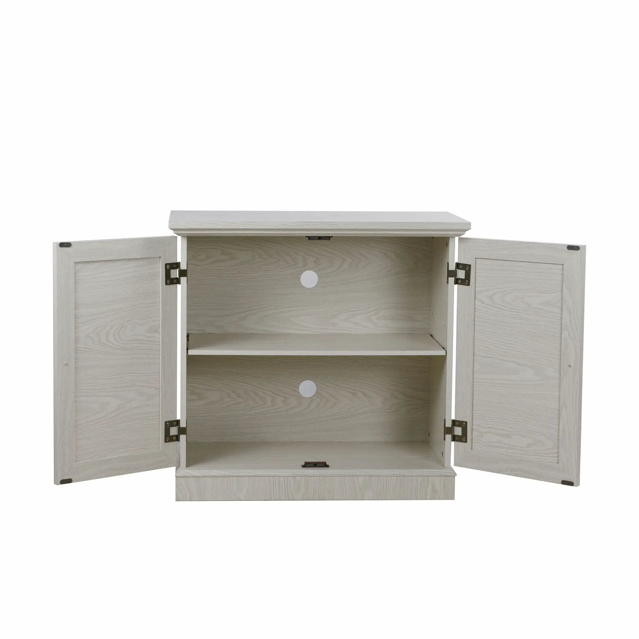 Sideboard Cabinet With Mirrored Doors, Adjustable Shelf, Metal Handles
