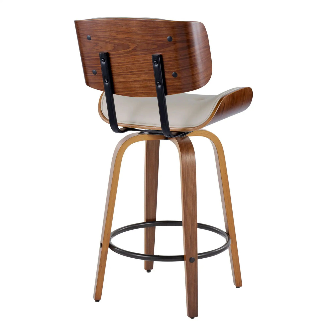 Lombardi - Mid-Century Modern Fixed Height Counter Stool With Swivel With Round Footrest (Set of 2) by HouseOfZazla