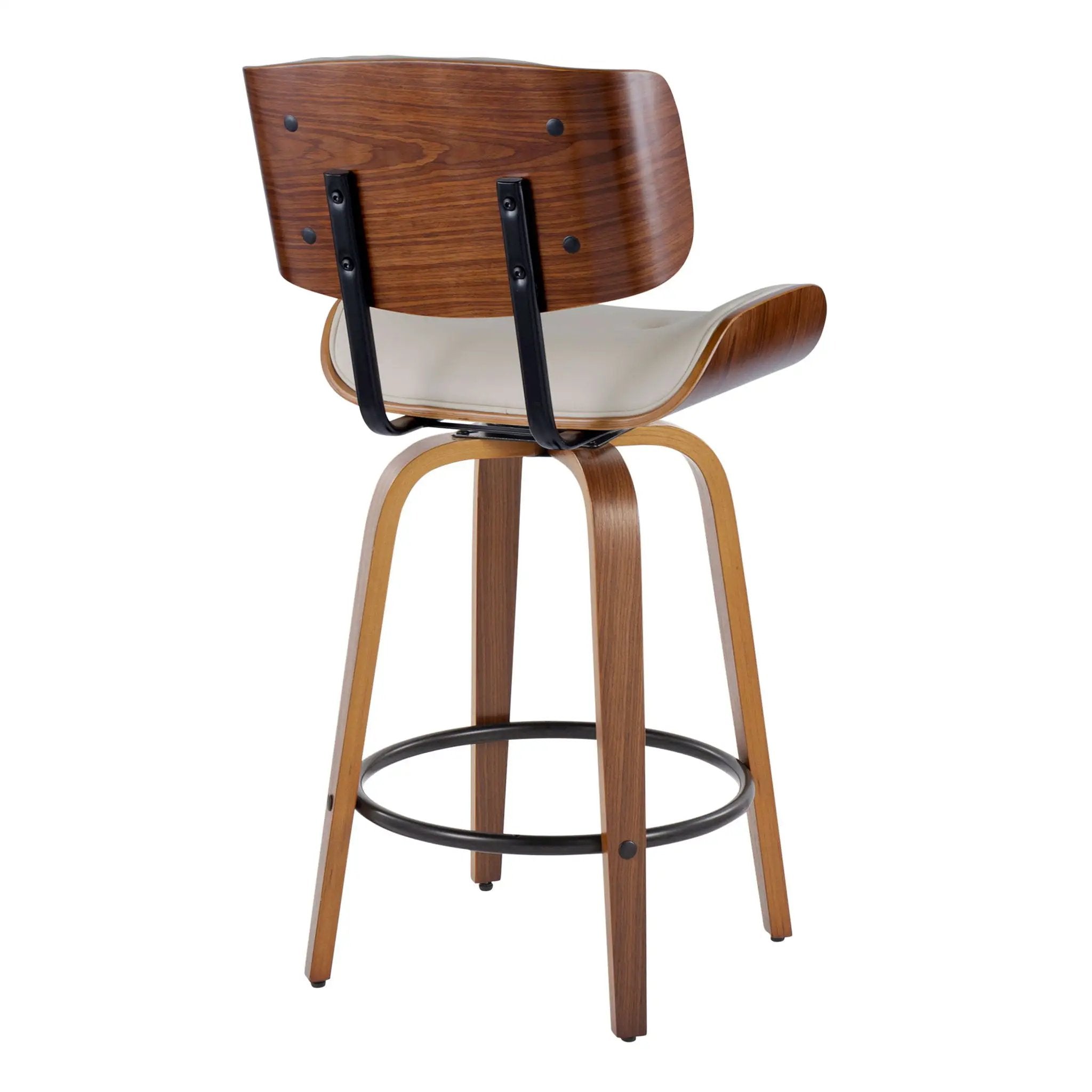 Lombardi - Mid-Century Modern Fixed Height Counter Stool With Swivel With Round Footrest (Set of 2) by Unique Piece Furniture