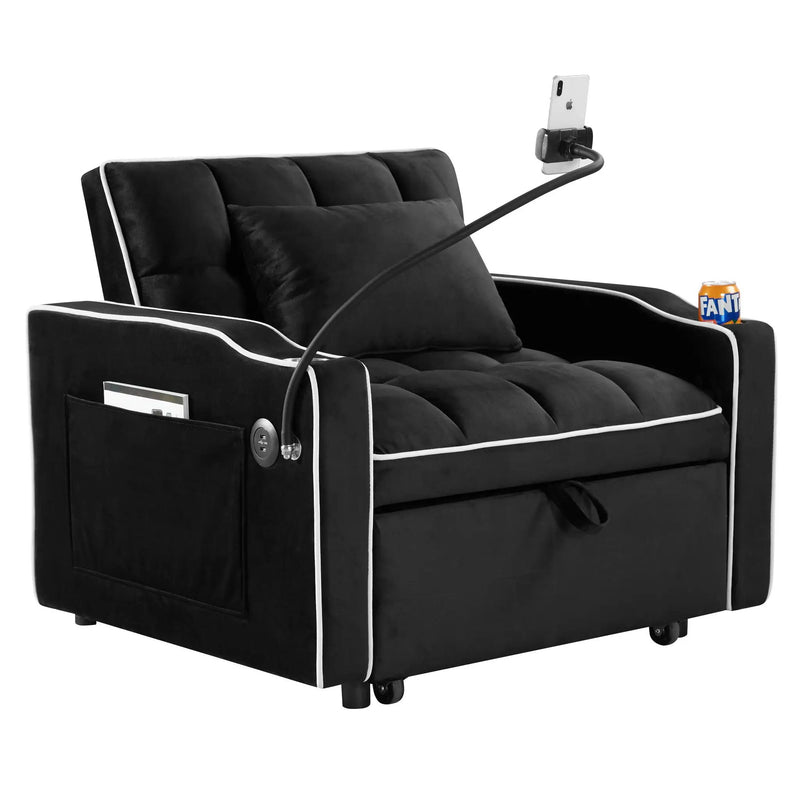 Convertible Sleeper Chair Sofa Bed Adjustable Pull Out Sleeper Chair Bed Multi-Pockets Folding Sofa Bed For Living Room Bedroom Small Space, 3 In 1 Sofa Bed by HouseOfZazla