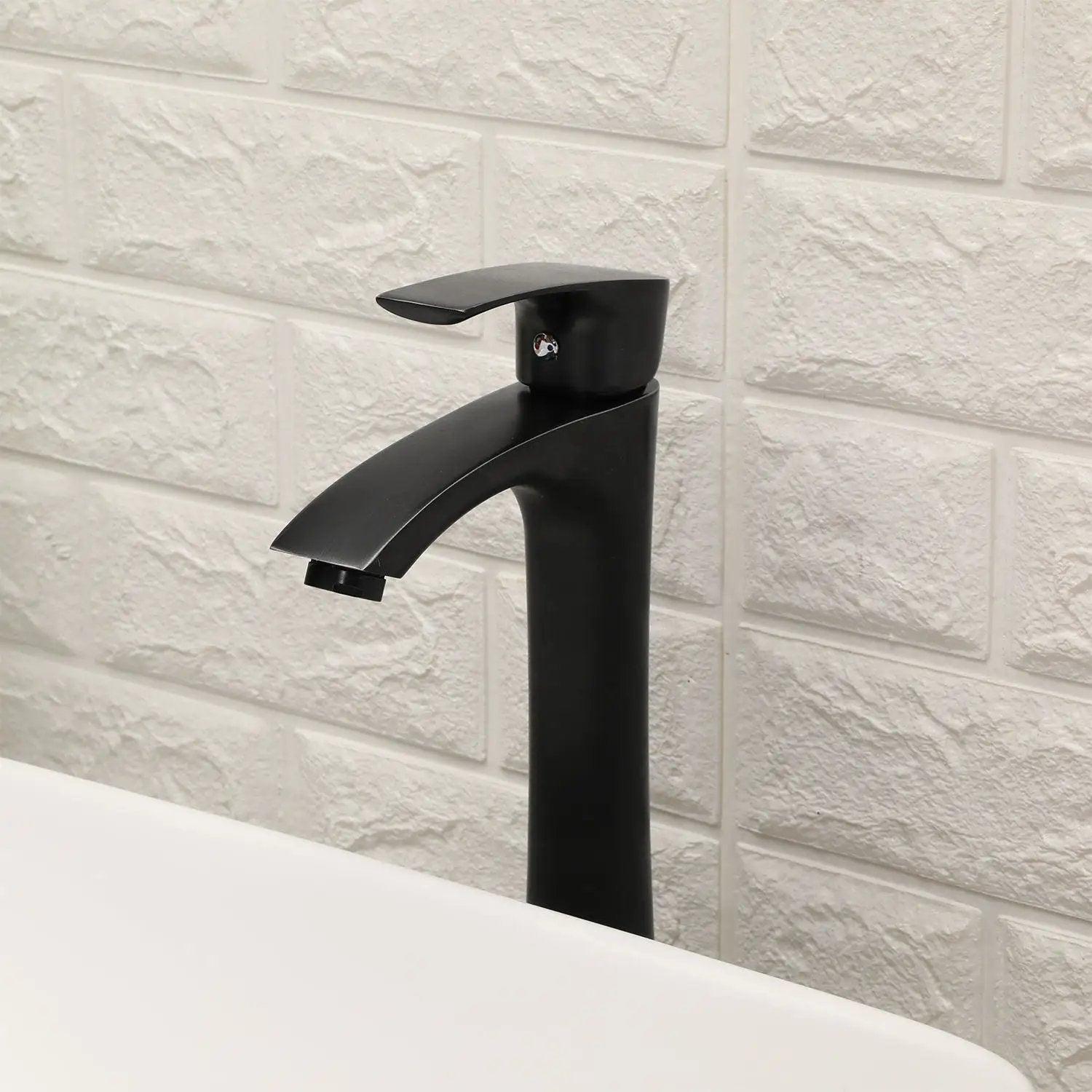 19" 5" Bathroom Sink Combo Rectangular Vessel Vanity Set With Faucet Drop In Ready Ceramic Basin - White / Black by HouseOfZazla