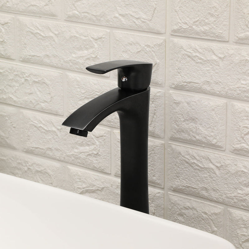 19" 5" Bathroom Sink Combo Rectangular Vessel Vanity Set With Faucet Drop In Ready Ceramic Basin - White / Black by HouseOfZazla