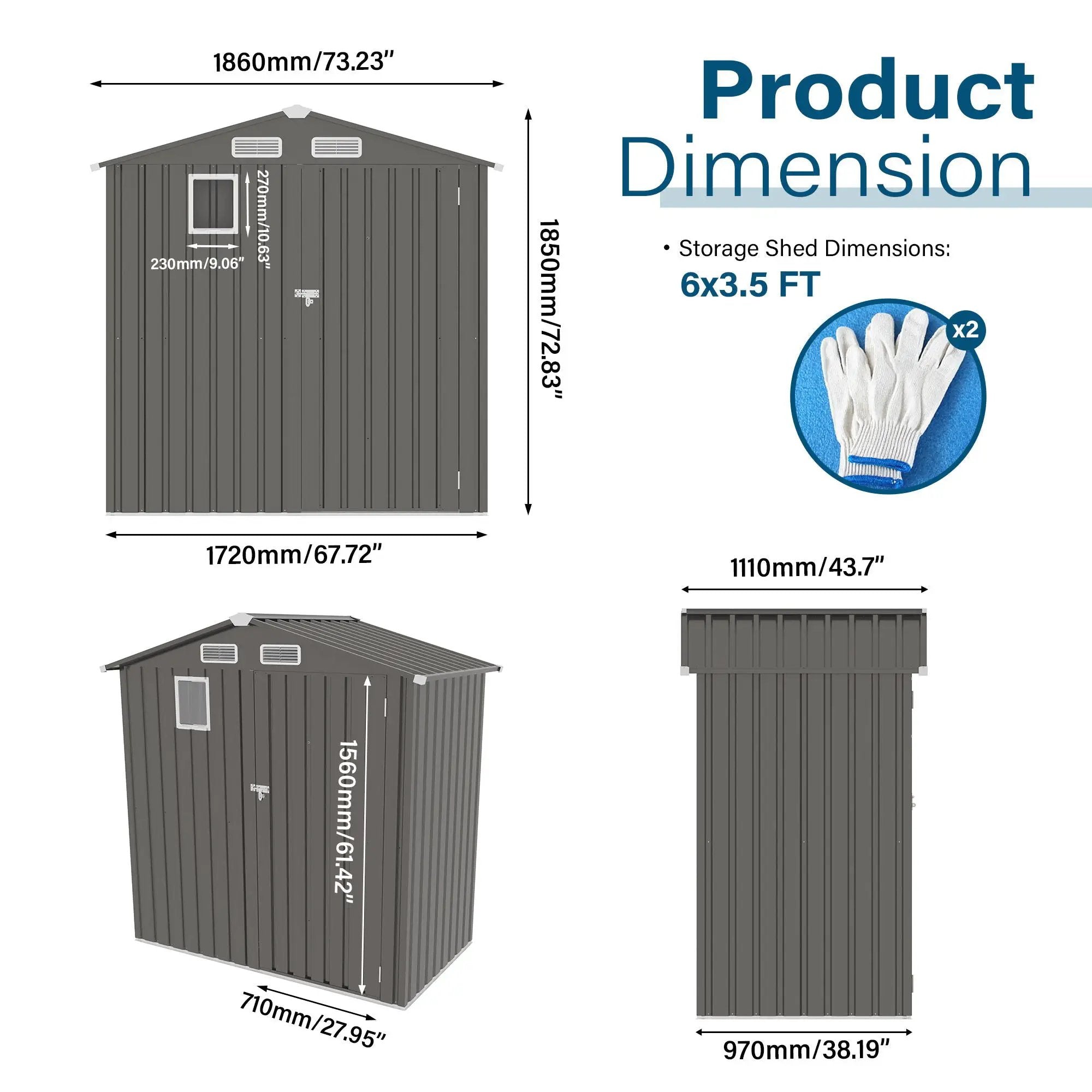 Compact Outdoor Storage Shed With Peaked Roof And Lockable Door - Gray by HouseOfZazla
