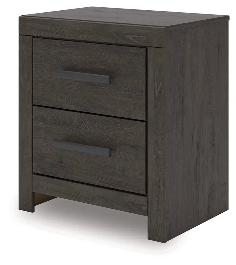 Prendonea - Two Drawer Night Stand - Charcoal by Unique Piece Furniture