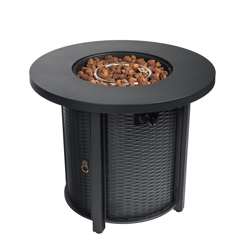 30" Propane Gas Fire Pit Table, 50000 BTU Round Steel Fire Pit by HouseOfZazla