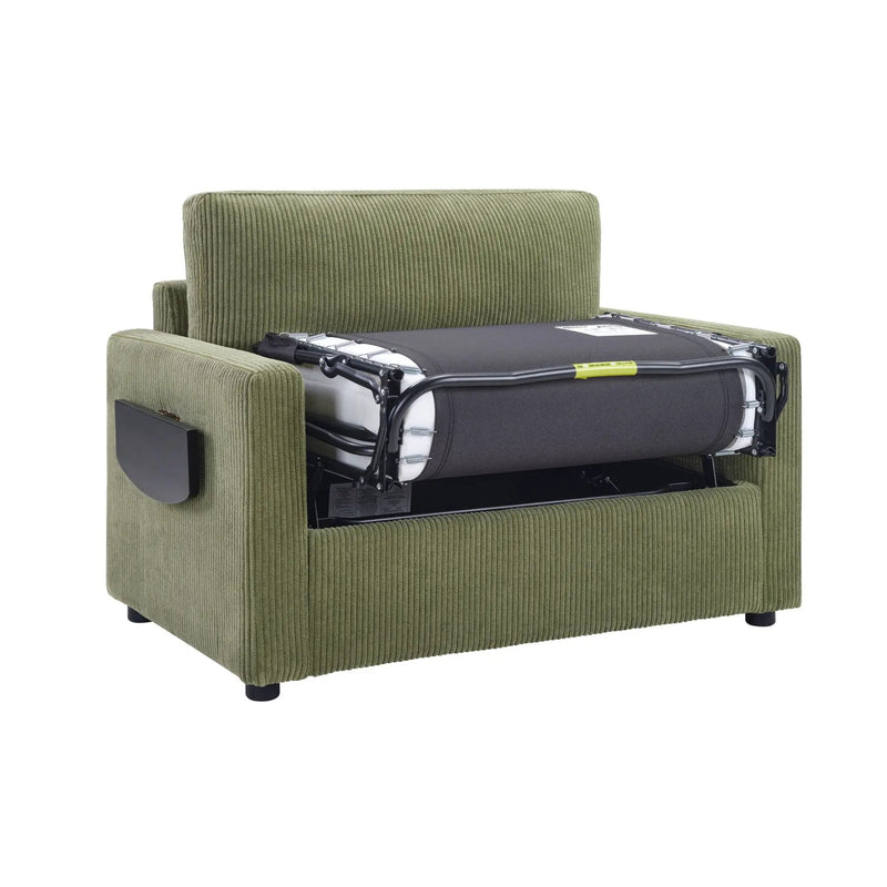 Sleeper Sofa With Foldable Mattress, USB Ports, Side Table & Storage Pocket by HouseOfZazla
