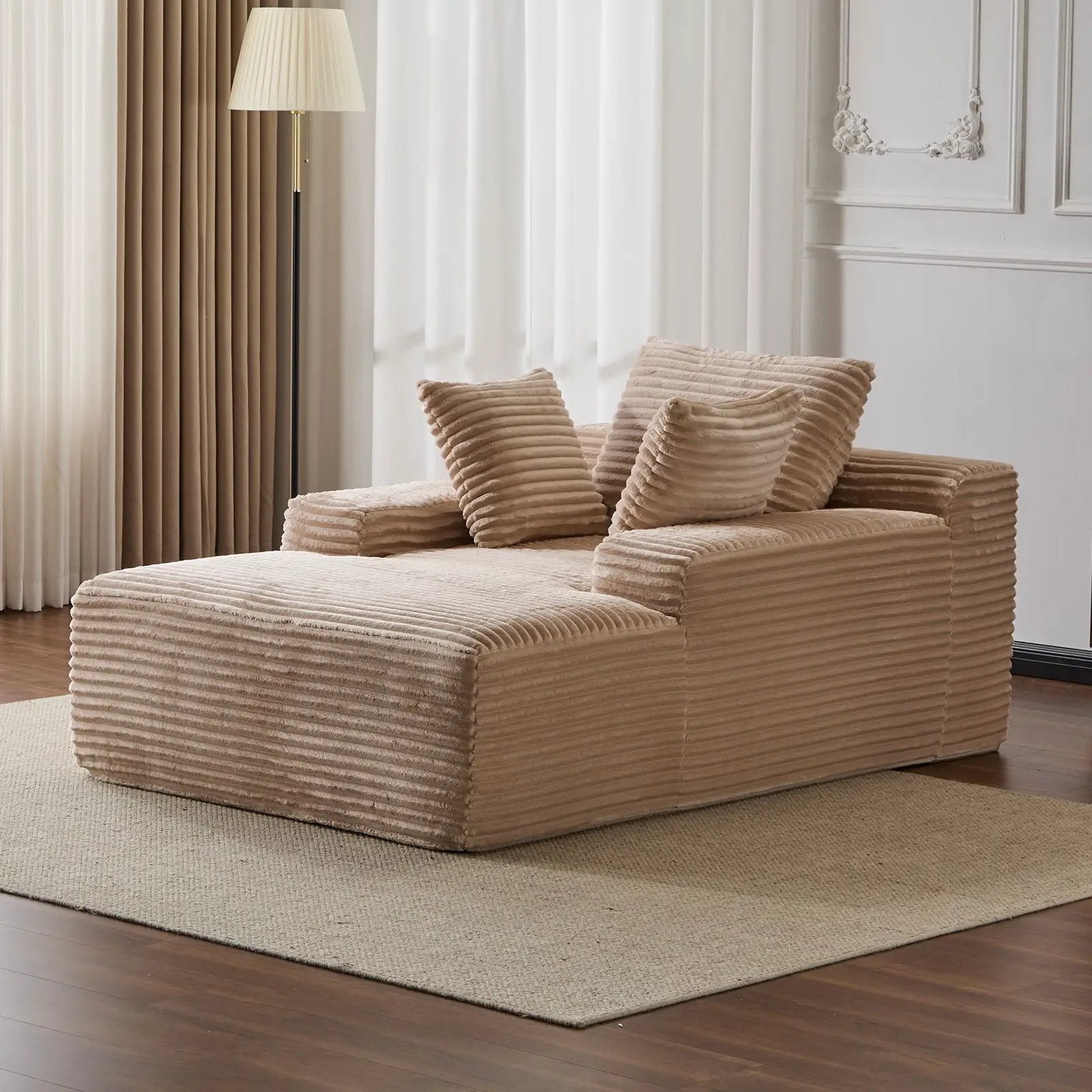 Oversized Chaise Lounge Chair Cozy Cloud Couch With 3 Throw Pillows And Wide Armrest by Unique Piece Furniture
