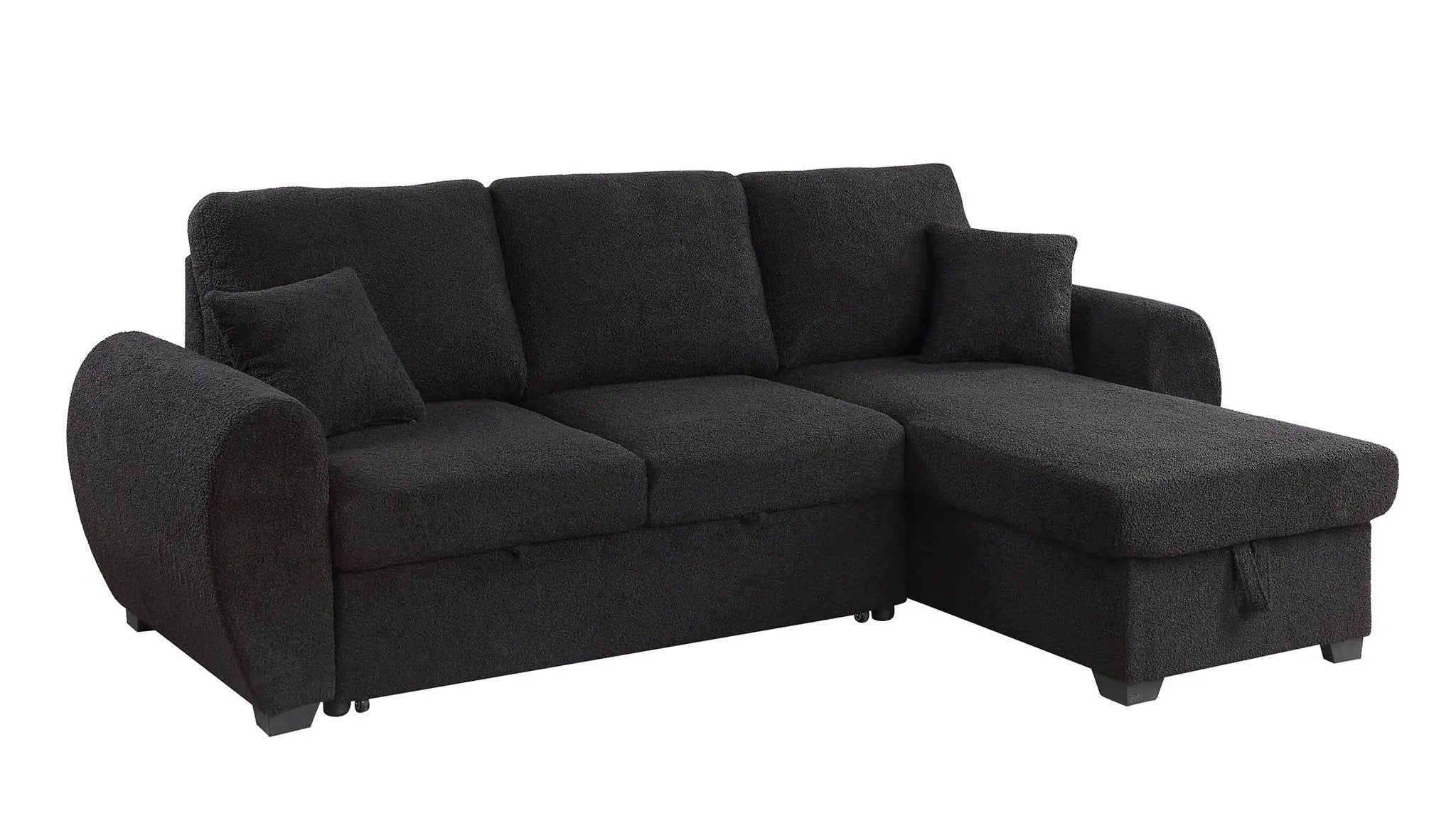 Veronica - Reversible Sleeper Sectional Sofa With Storage Chaise - Black by Unique Piece Furniture
