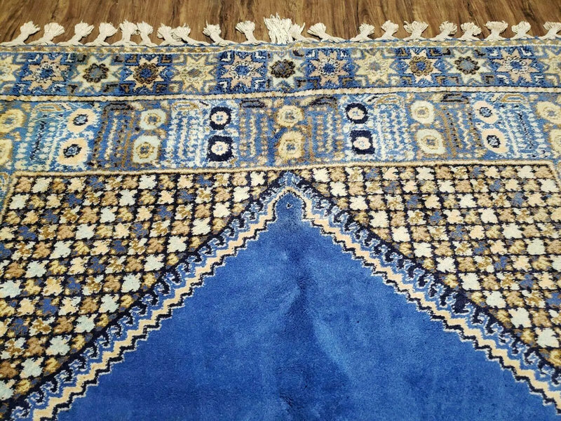 7' X 10' 5" Handmade Moroccan Urban Rabat Wool Carpet Blue Area Rug by Jewel Rugs