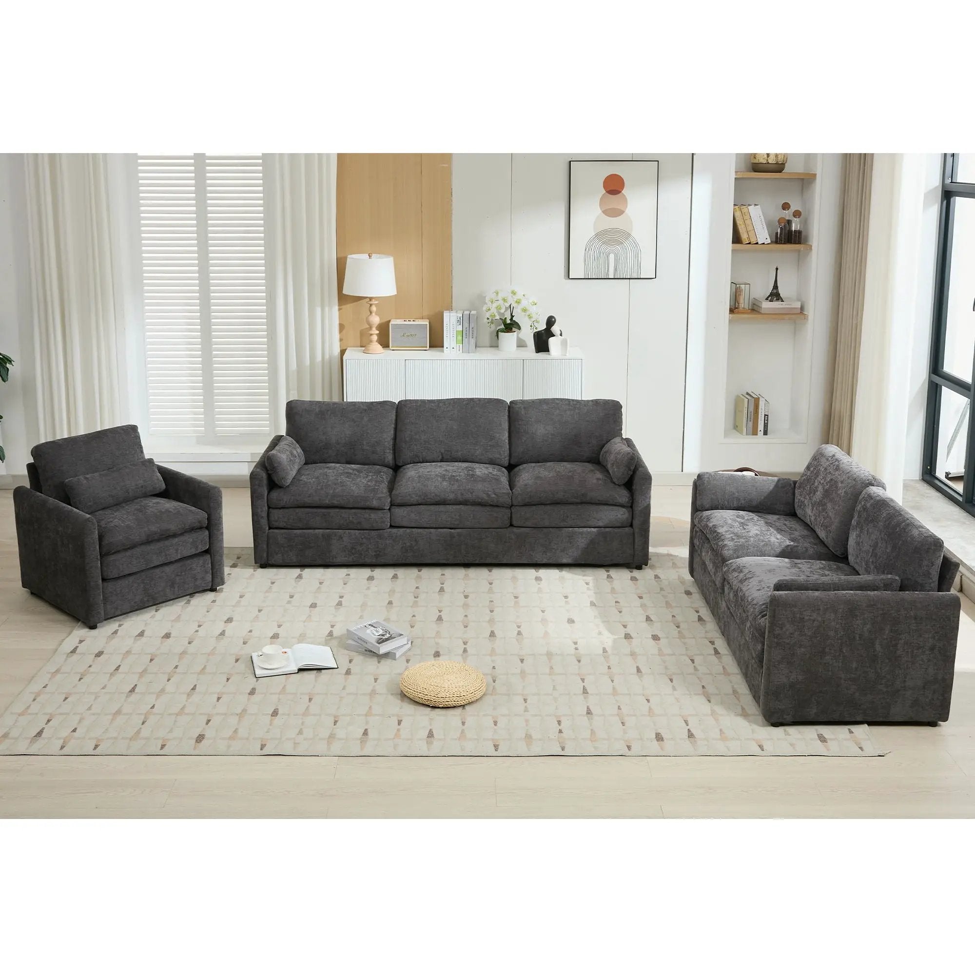 Cozy Sofa Set Oversized Comfy Cloud Sofa with Double Cushion by HouseOfZazla