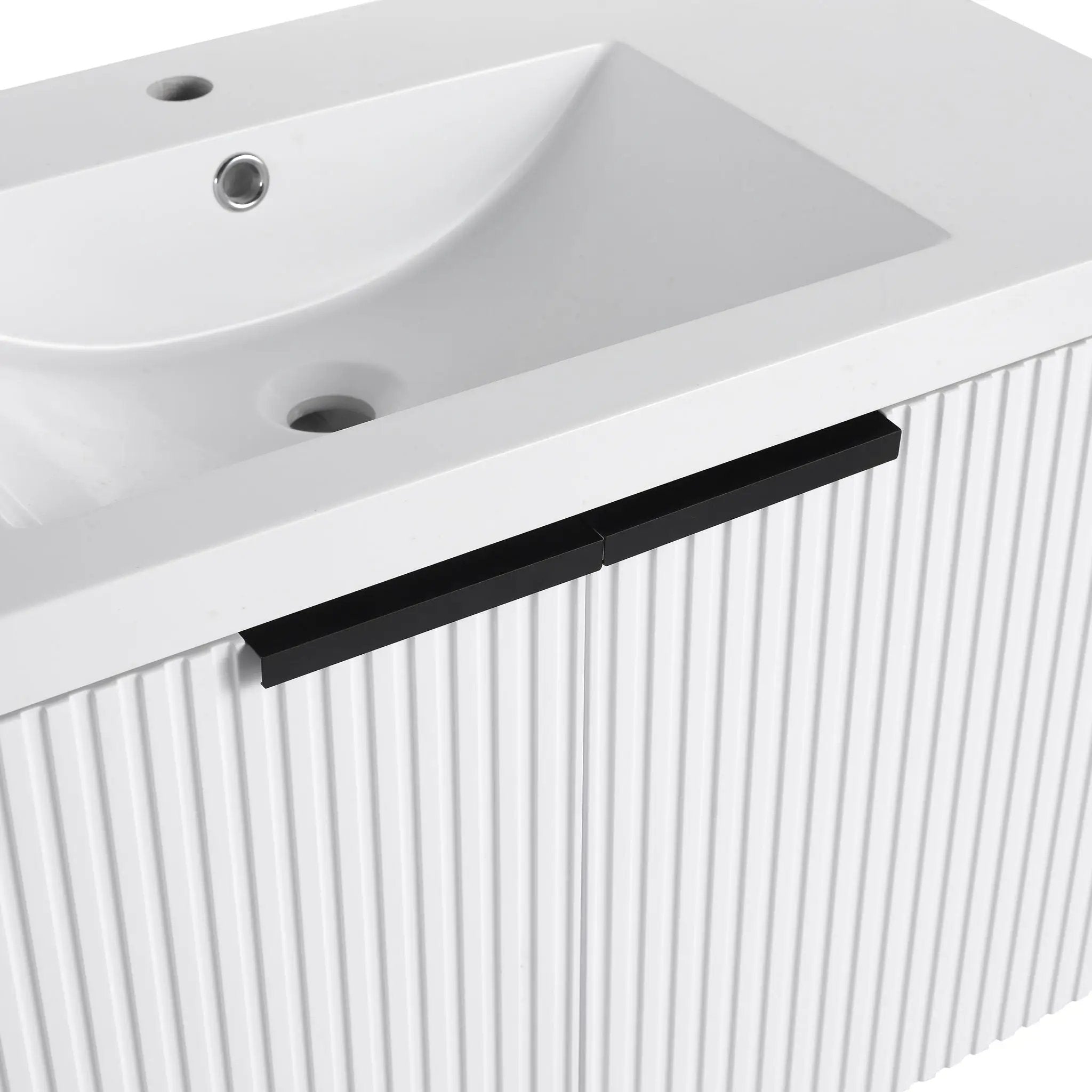 Contemporary Wall Mounted Bathroom Vanity With Resin Double Sink by HouseOfZazla
