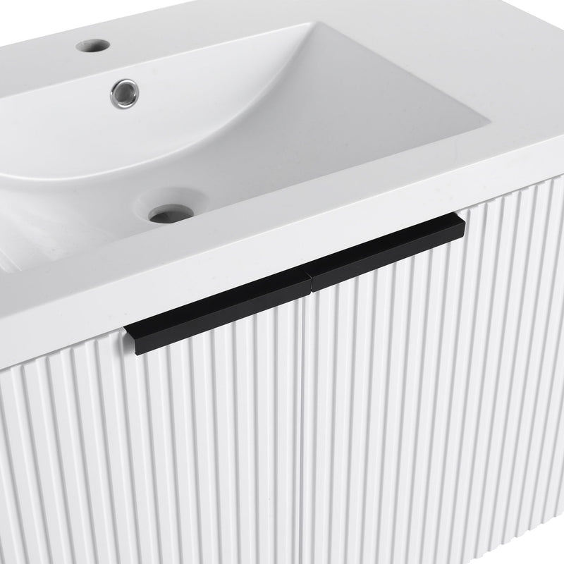 Contemporary Wall Mounted Bathroom Vanity With Resin Double Sink by HouseOfZazla