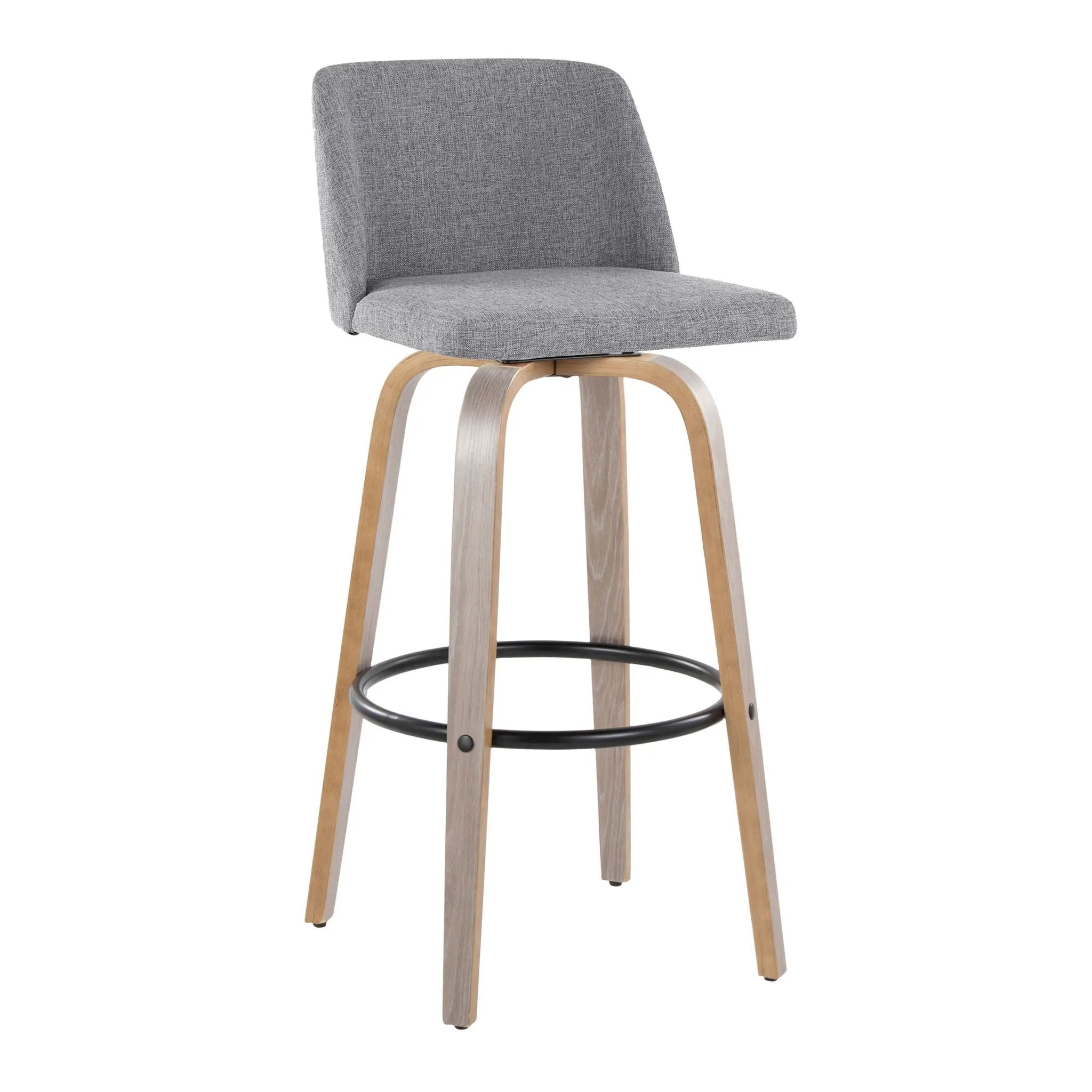 Toriano - Contemporary Fixed Height Barstool With Swivel With Round Footrest Comfort And Style (Set of 2) by HouseOfZazla
