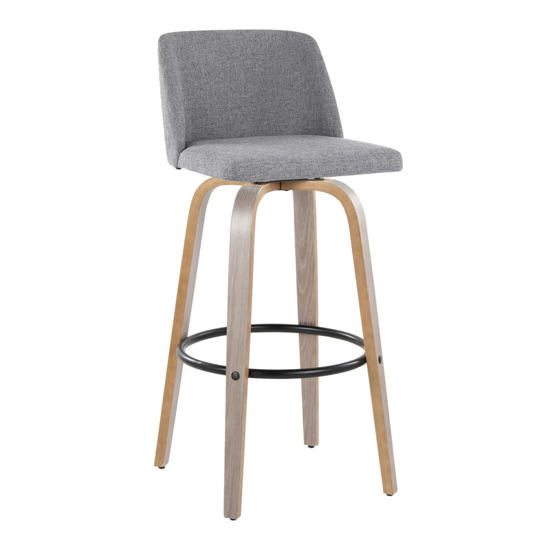 Toriano - Contemporary Fixed Height Barstool With Swivel With Round Footrest Comfort And Style (Set of 2) by HouseOfZazla
