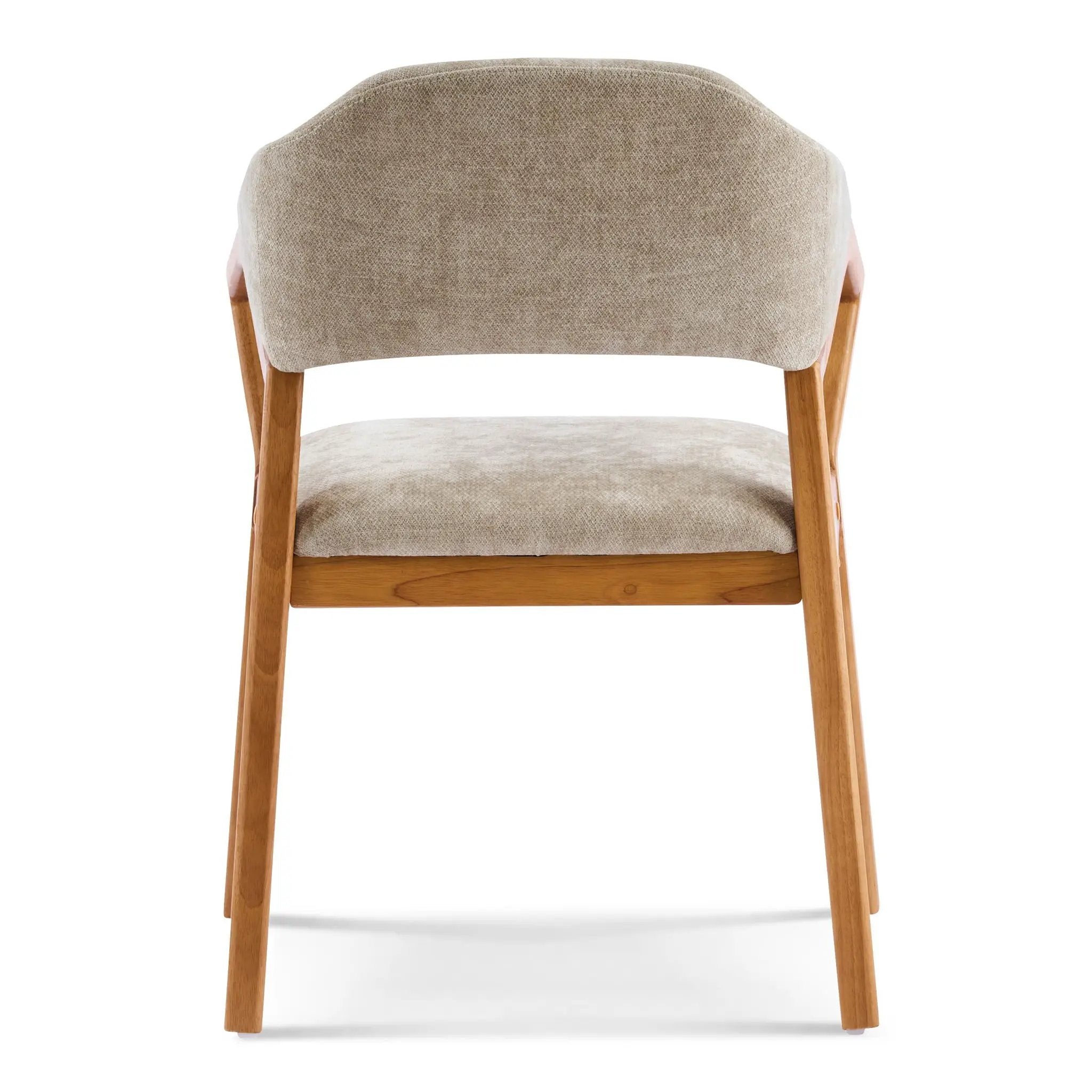 Indoor Upholstered Dining Chair Set of 2 - Oatmeal / Teak by HouseOfZazla