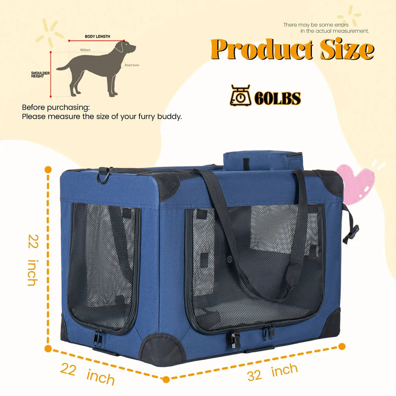 32'' Soft Dog Crates Kennel - Portable Folding Pet Carrier by HouseOfZazla