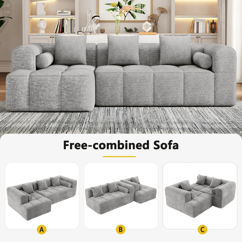 Sectional Free Combined Sofa With 2 Side Pockets by HouseOfZazla