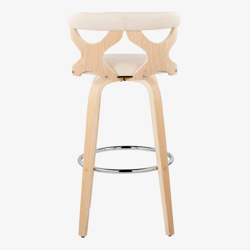 Gardenia - Contemporary Fixed Height Barstool With Swivel With Round Footrest (Set of 2) by HouseOfZazla