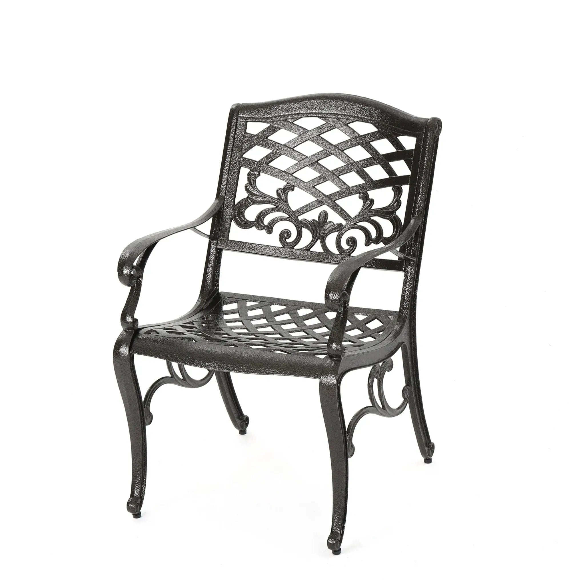 Luminea Outdoor Aluminum Dining Chair with Scroll Design, Bronze by HouseOfZazla