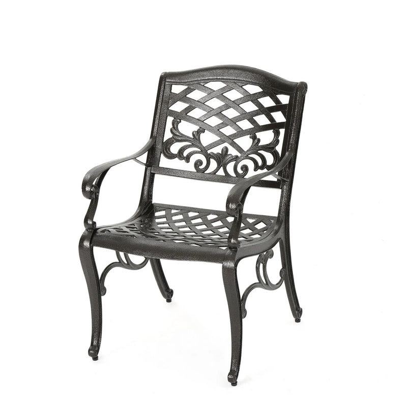 Luminea Outdoor Aluminum Dining Chair with Scroll Design, Bronze by HouseOfZazla