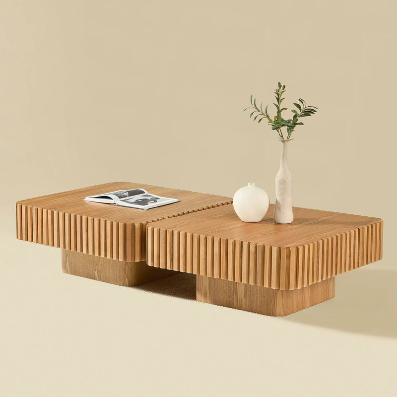 2PCS Set 31.5 Inch Modern Handcraft Drum Coffee Table by HouseOfZazla