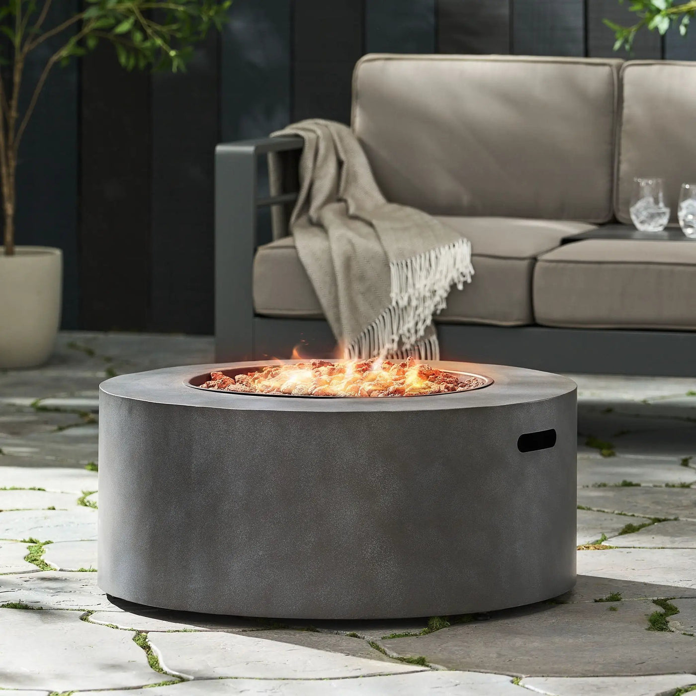Round Iron Fire Pit With 40,000 Btu by HouseOfZazla