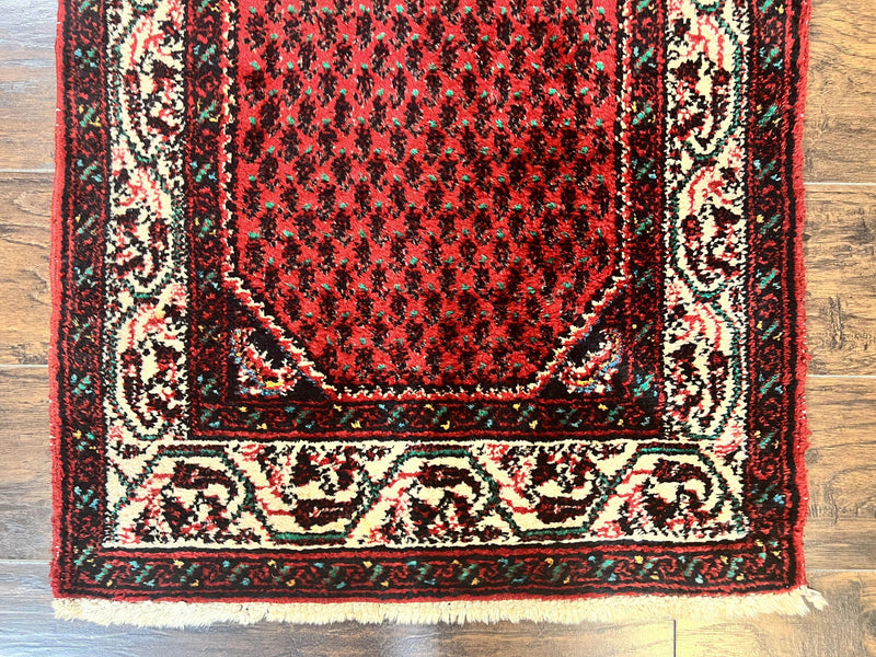 Persian Tribal Rug 2.6 x 5, Boteh Paisley Pattern, Red and Beige, Wool Hamadan Rug by Jewel Rugs