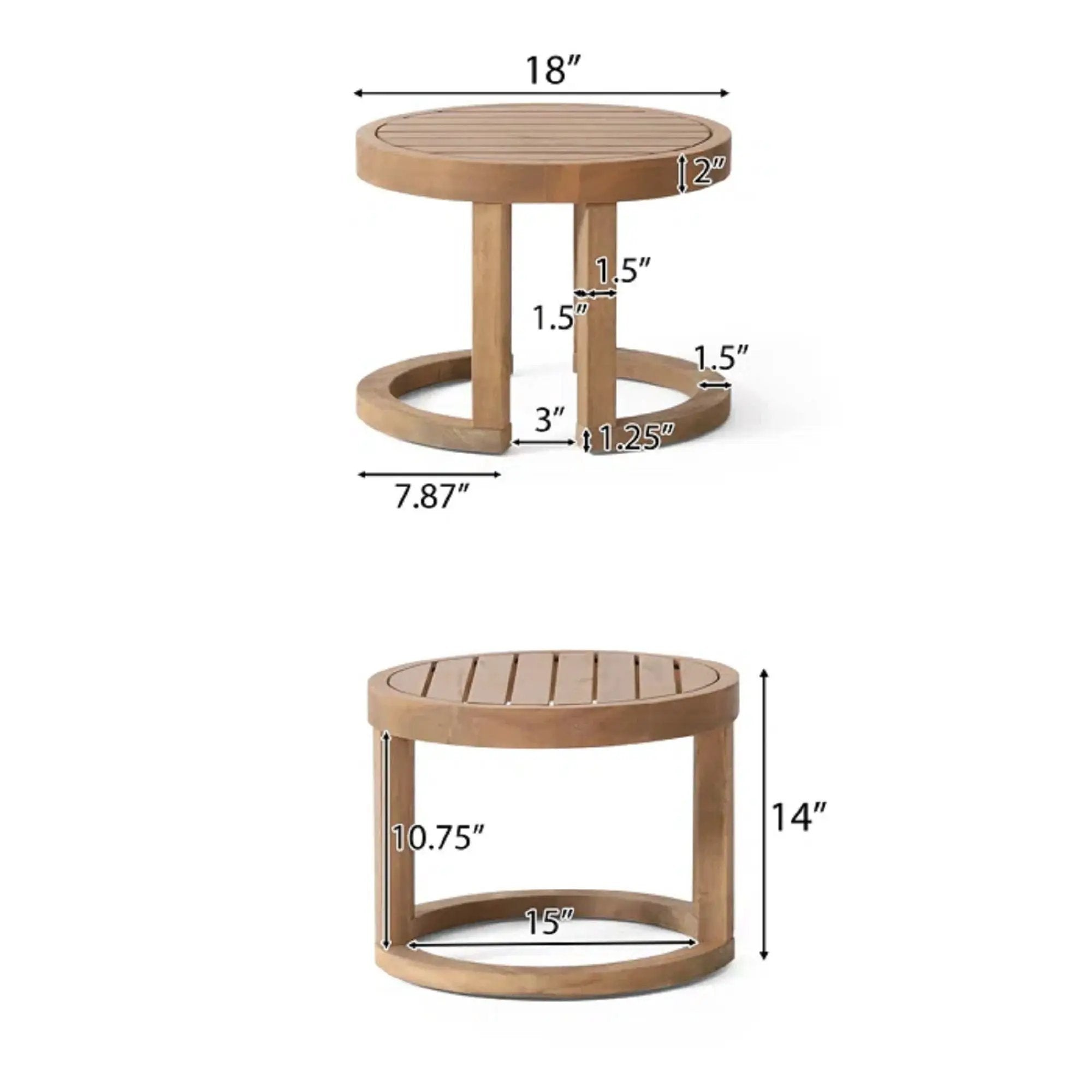 Outdoor Acacia Wood Side Table, Solid Side Table For Patio, Pool, Porch - Brown Wash by HouseOfZazla