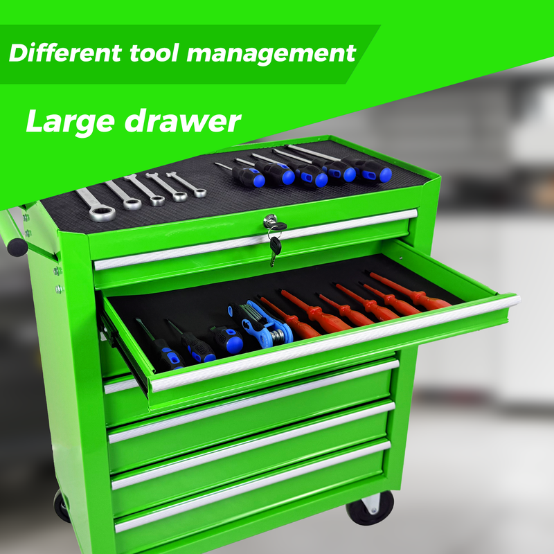 Rolling Tool Chest with 7-Drawer Tool Box - Green by HouseOfZazla