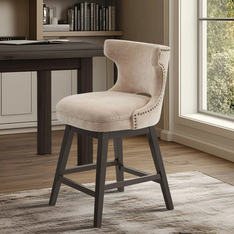 360 Degree Swivel Counter Stool With Silver Detailing by Unique Piece Furniture