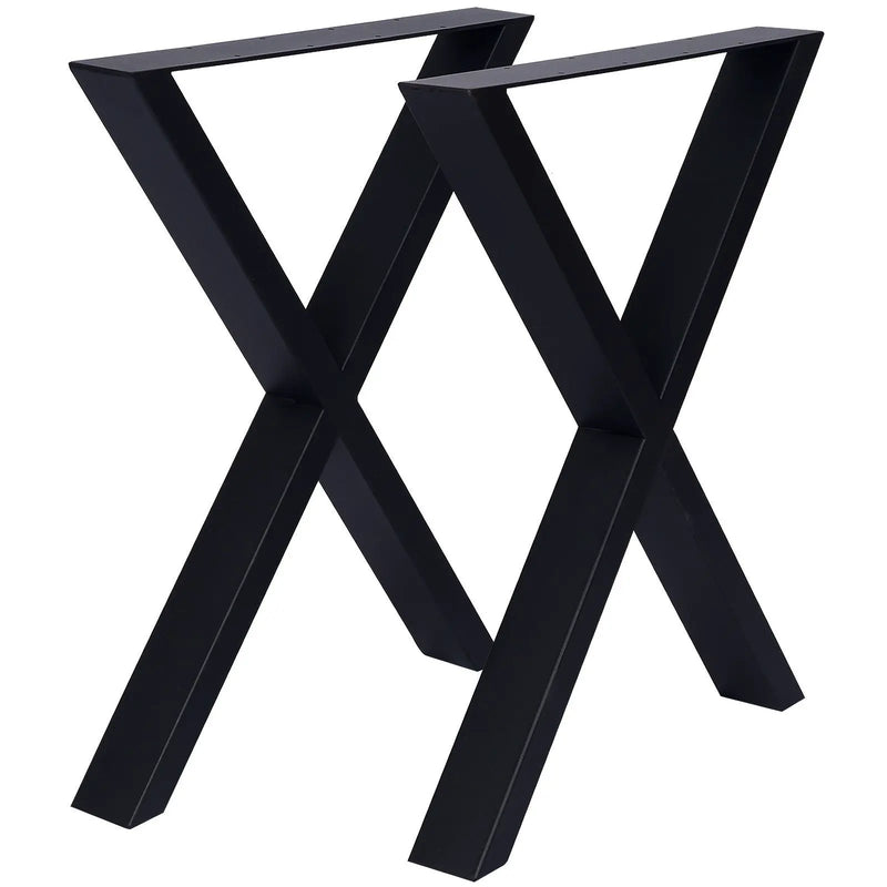 X Table Legs 28X 24", Wide Metal Table Legs, Heavy Duty Steel Desk Legs Table Leg Dining Table Legs Coffee Desk Leg (Set of 2) - Black by HouseOfZazla