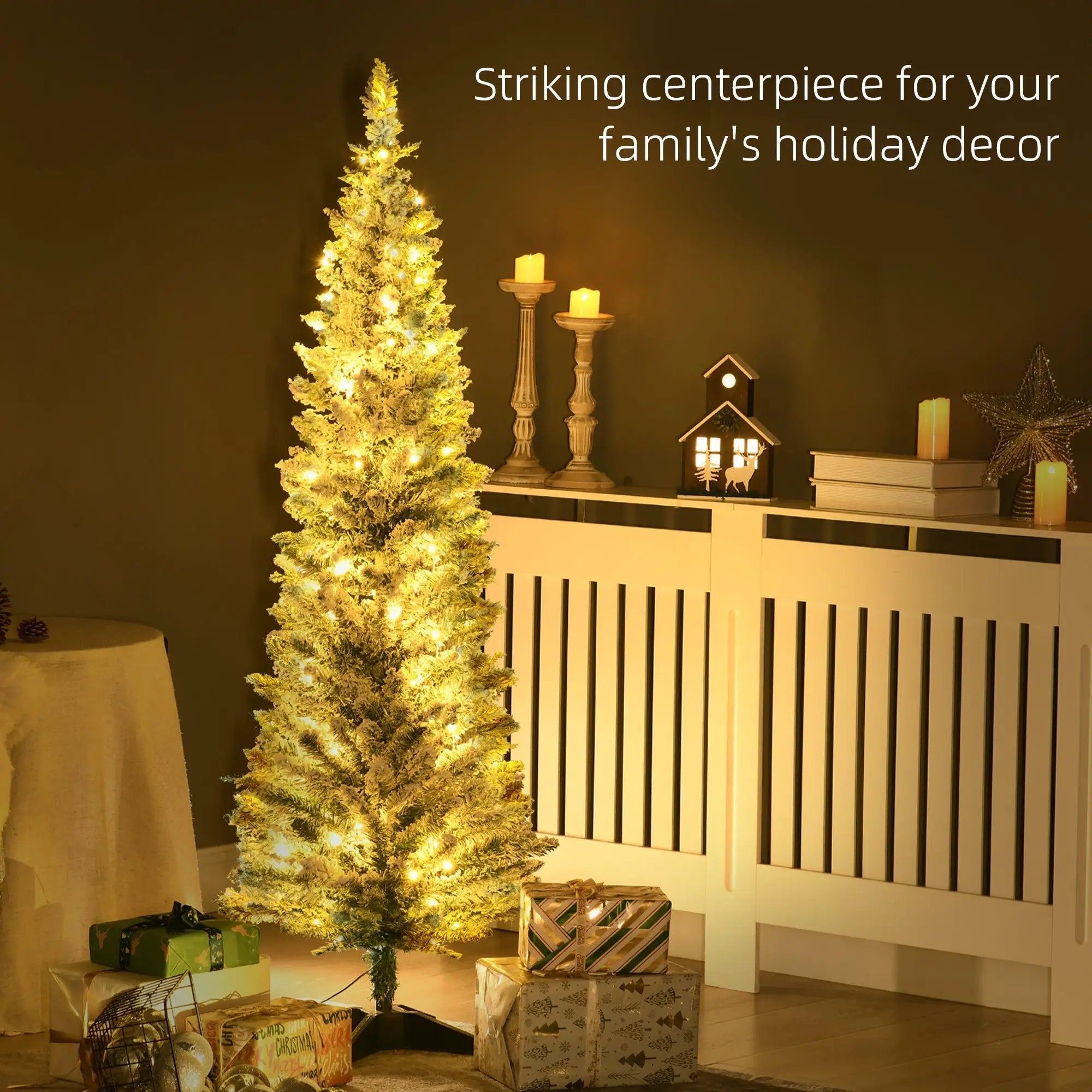 HOMCOM 5' Tall Pre-Lit Slim Noble Fir Artificial Christmas Tree by HouseOfZazla