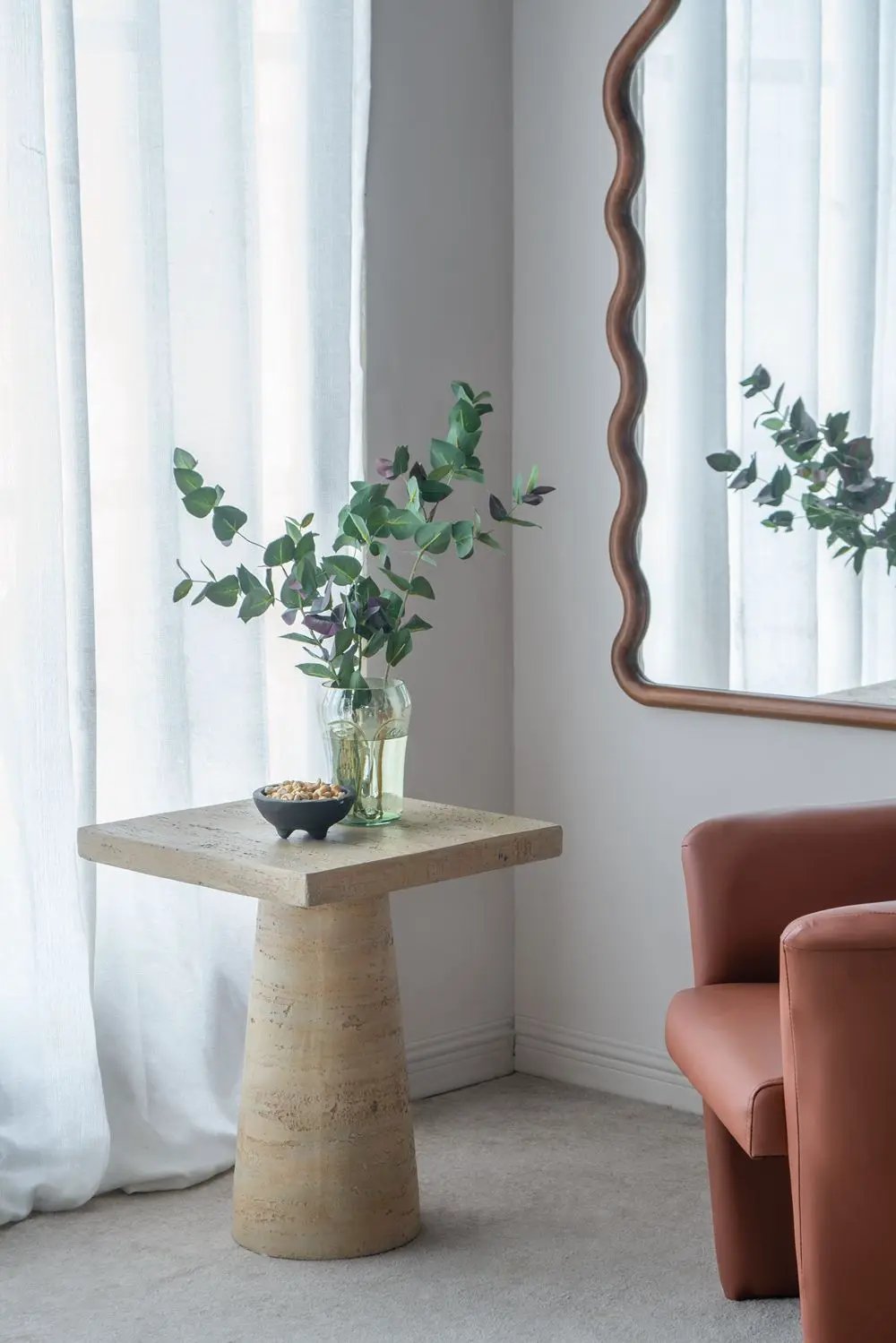 Square Side Table With Pedestal Base by Unique Piece Furniture