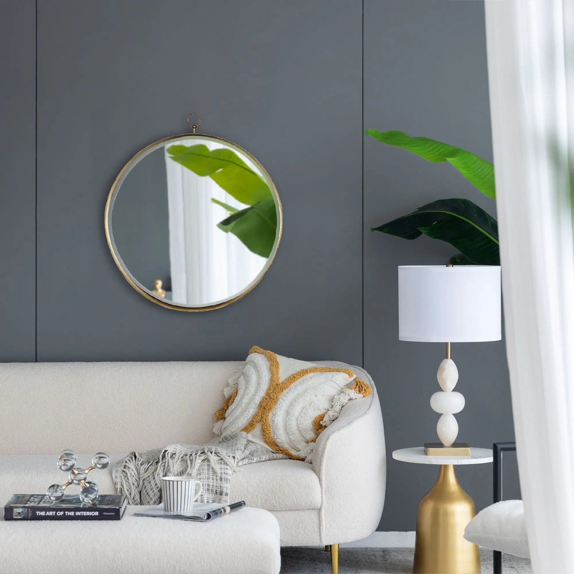Round Mirror, Circle Mirror With Iron Frame For Living Room Bedroom Vanity Entryway, Hallway by Unique Piece Furniture