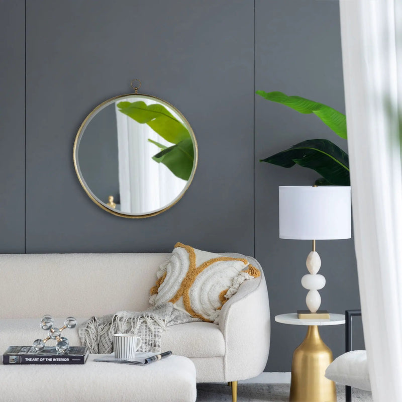 Round Mirror, Circle Mirror With Iron Frame For Living Room Bedroom Vanity Entryway, Hallway by Unique Piece Furniture