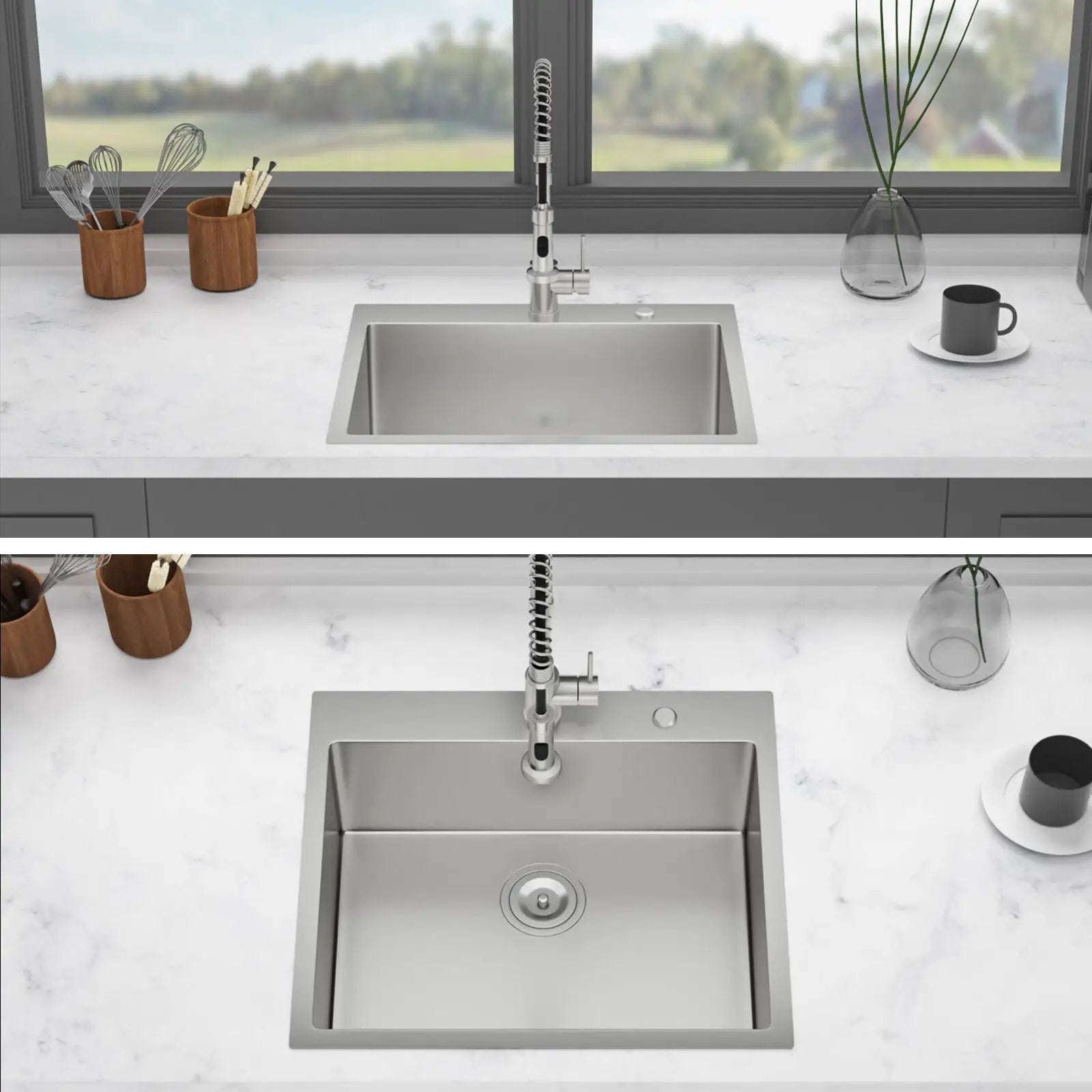 24 x 18 x 9 Inch Kitchen Sink Drop-In 16 Gauge Stainless Steel by HouseOfZazla
