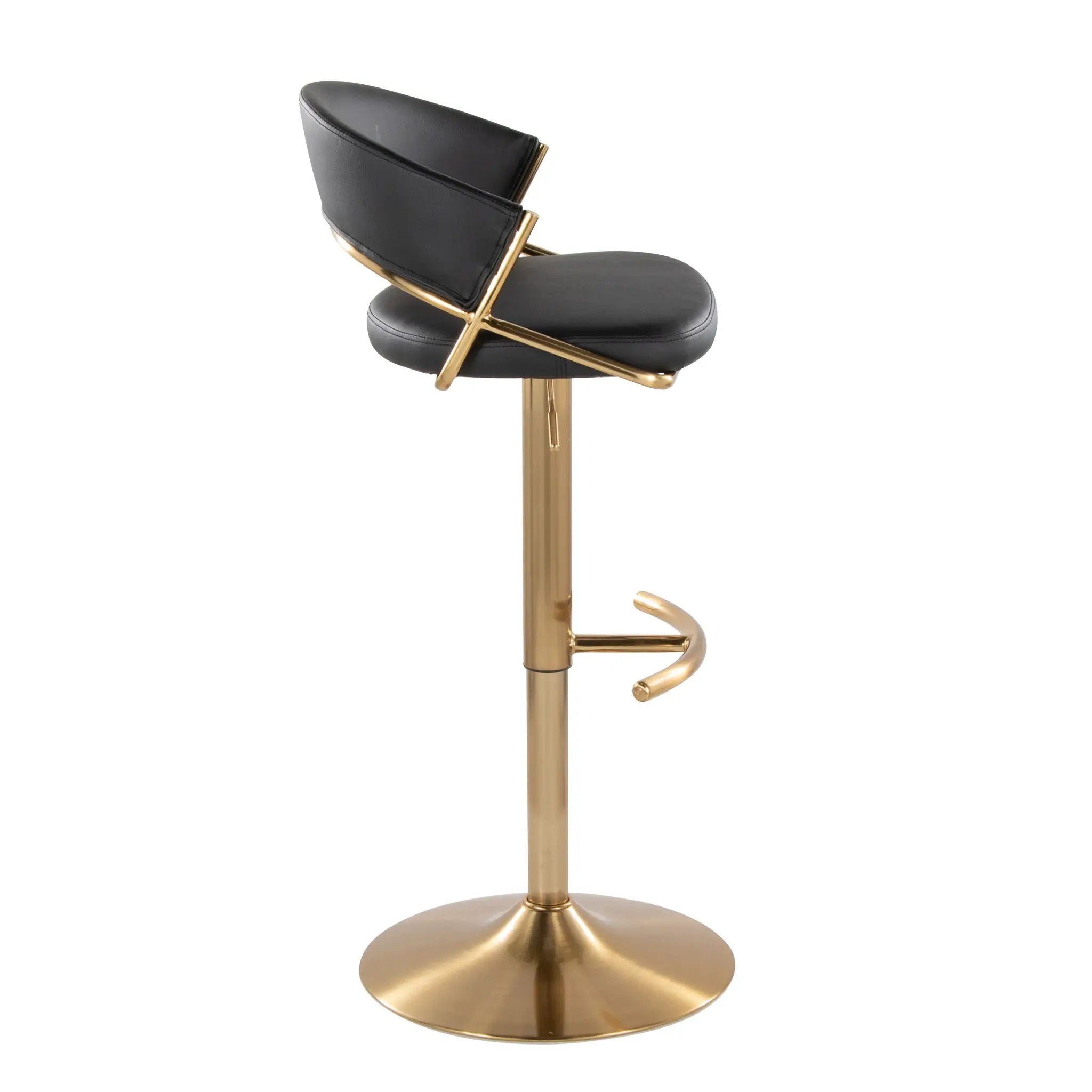 Jie - Contemporary Adjustable Barstool With Swivel With Rounded T Footrest (Set of 2) by Unique Piece Furniture