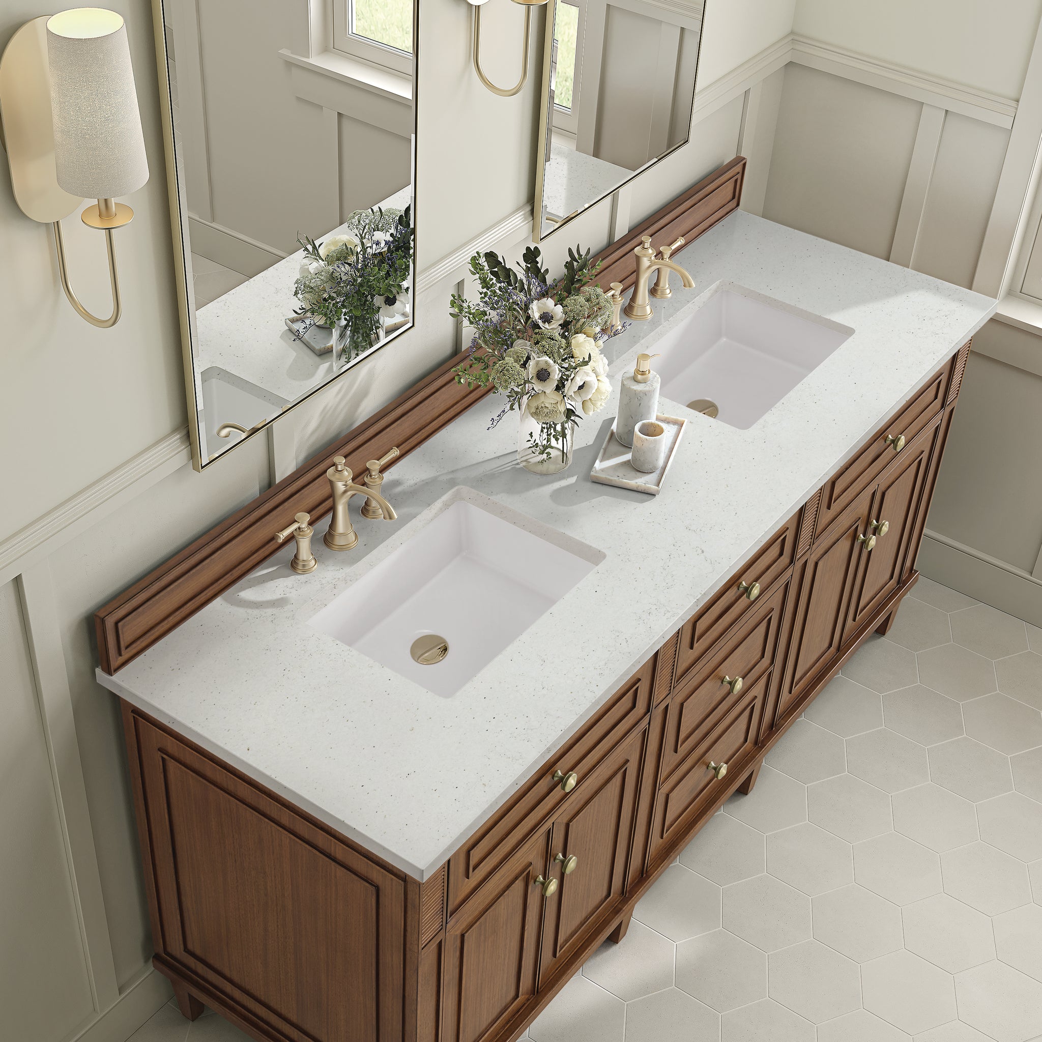 James Martin Lorelai 72" Double Bathroom Vanity, Mid-Century Walnut, view 34