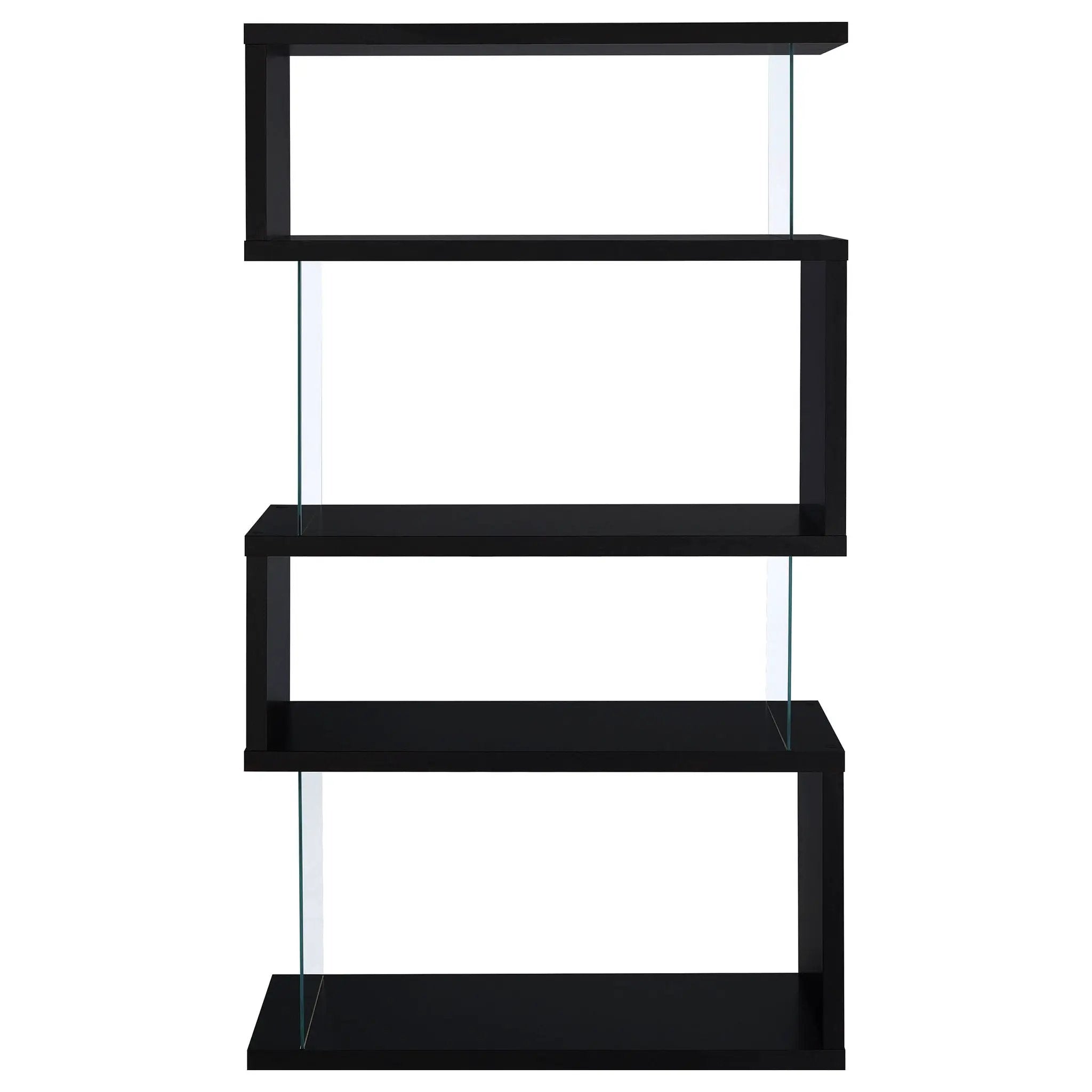 Emelle 63-inch 4-shelf Glass Panel Bookshelf Black by Unique Piece Furniture