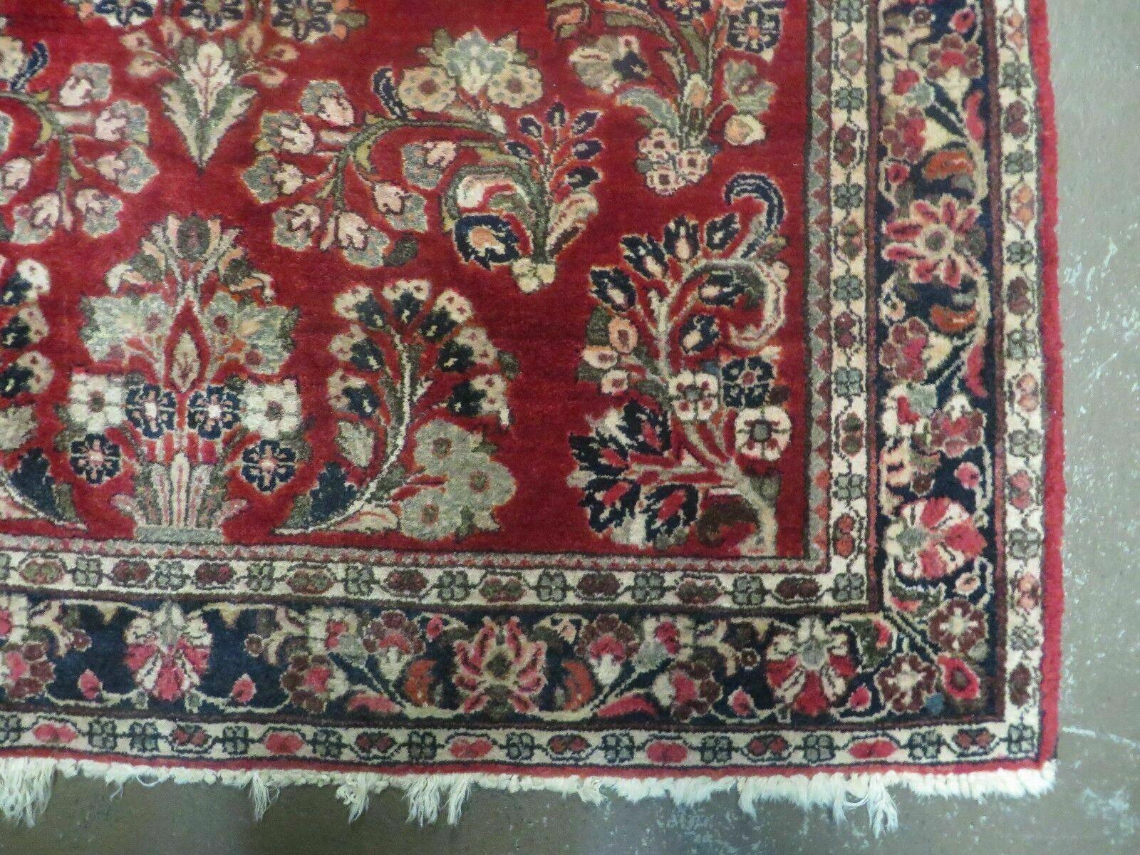 Red Persian Sarouk Rug 3x5, Antique Persian Carpet 1920s, Hand Knotted, Floral, Wool, Oriental Rug, Handmade Rug by Jewel Rugs