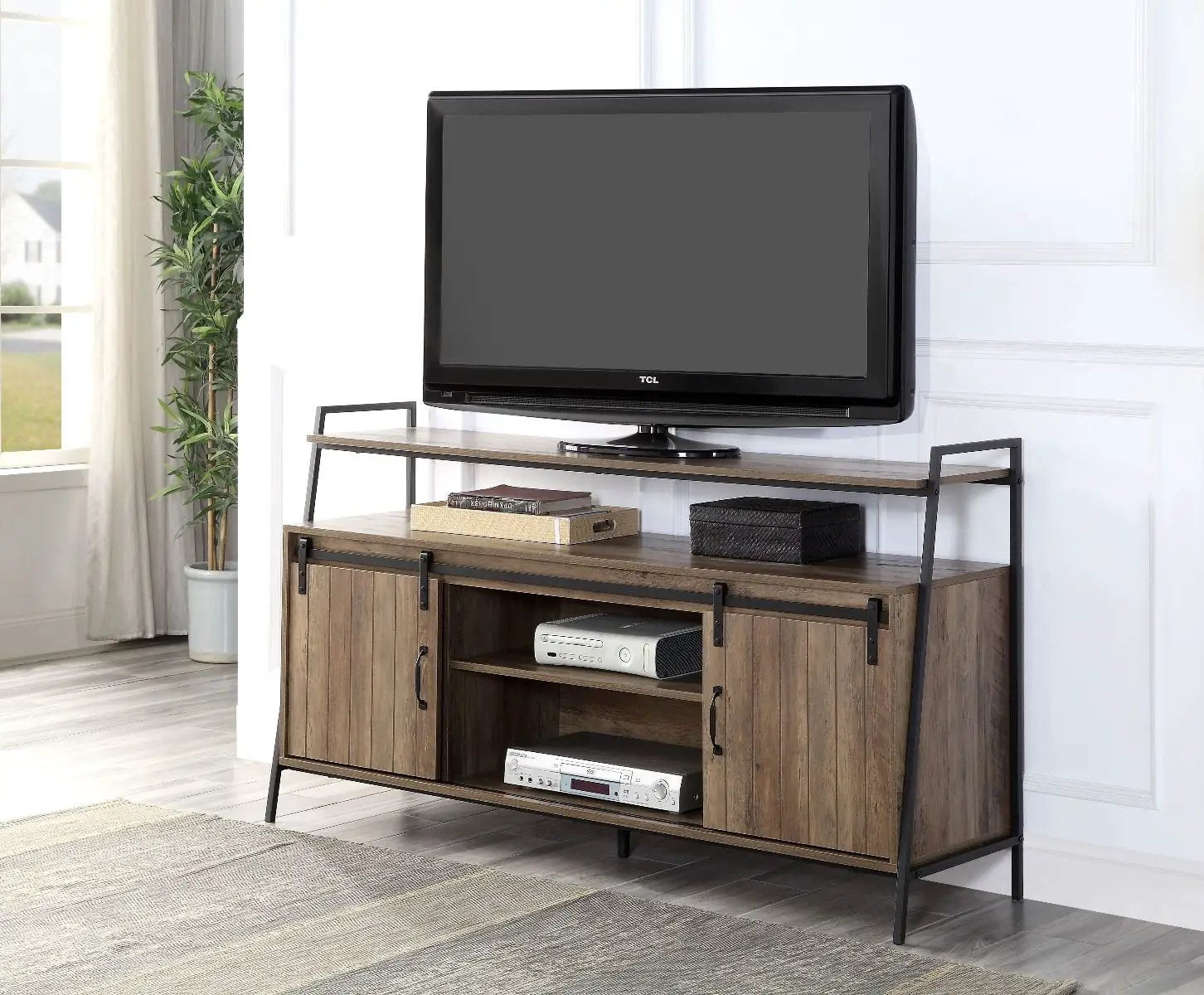 Rashawn - TV Stand - Rustic Oak & Black by Unique Piece Furniture