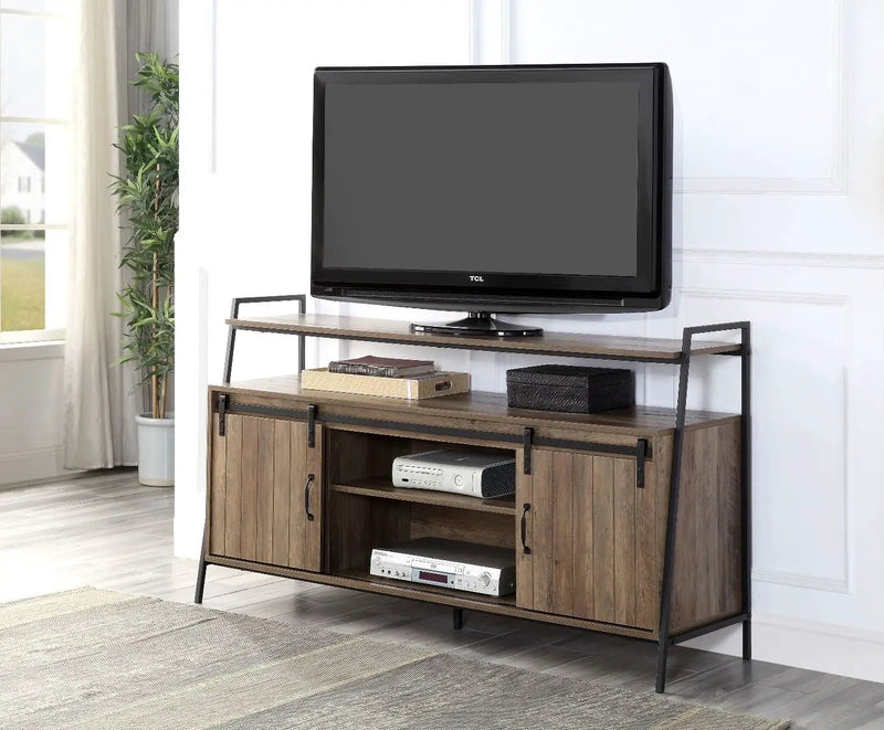Rashawn - TV Stand - Rustic Oak & Black by Unique Piece Furniture