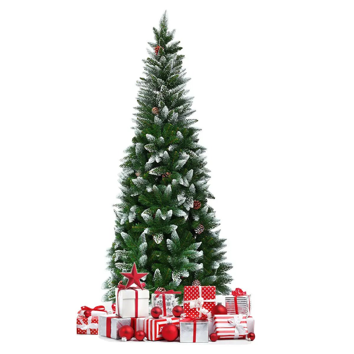 5/6/7.5 Feet Artificial Pencil Christmas Tree with Pine Cones, photo 23 of 24