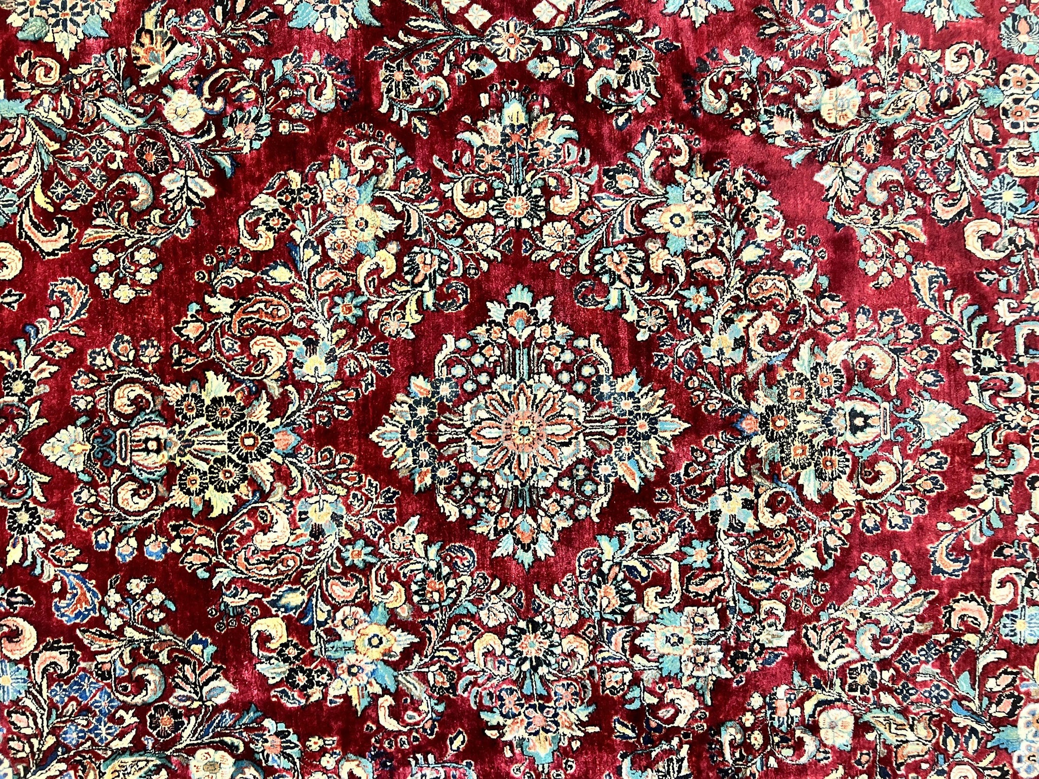 Persian Sarouk Rug 12x17, Wool Hand Knotted Antique Carpet, Dark Red, Traditional Floral Oriental Rug, 12 x 17 Extra Large Handmade Rug by Jewel Rugs