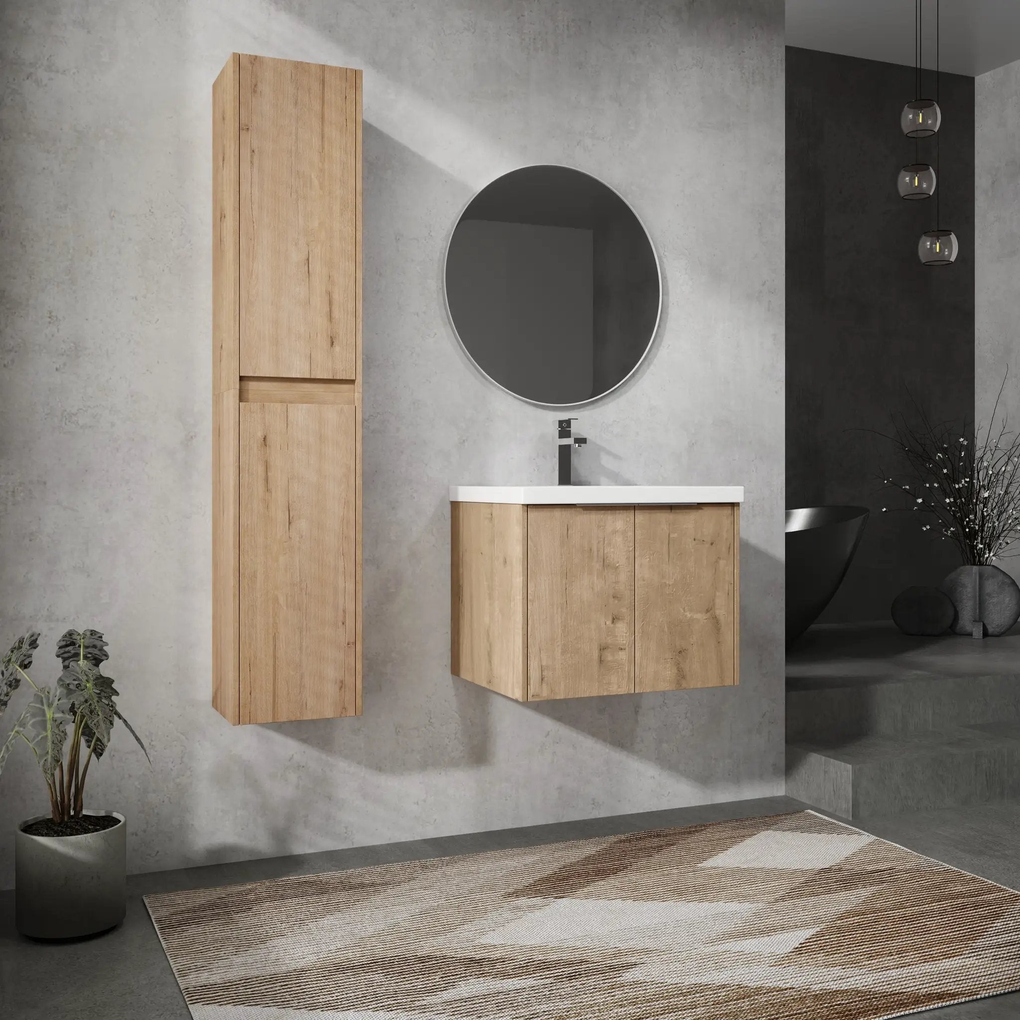 24" Wall-Mounted Bathroom Vanity With Sink and Side Cabinet by HouseOfZazla