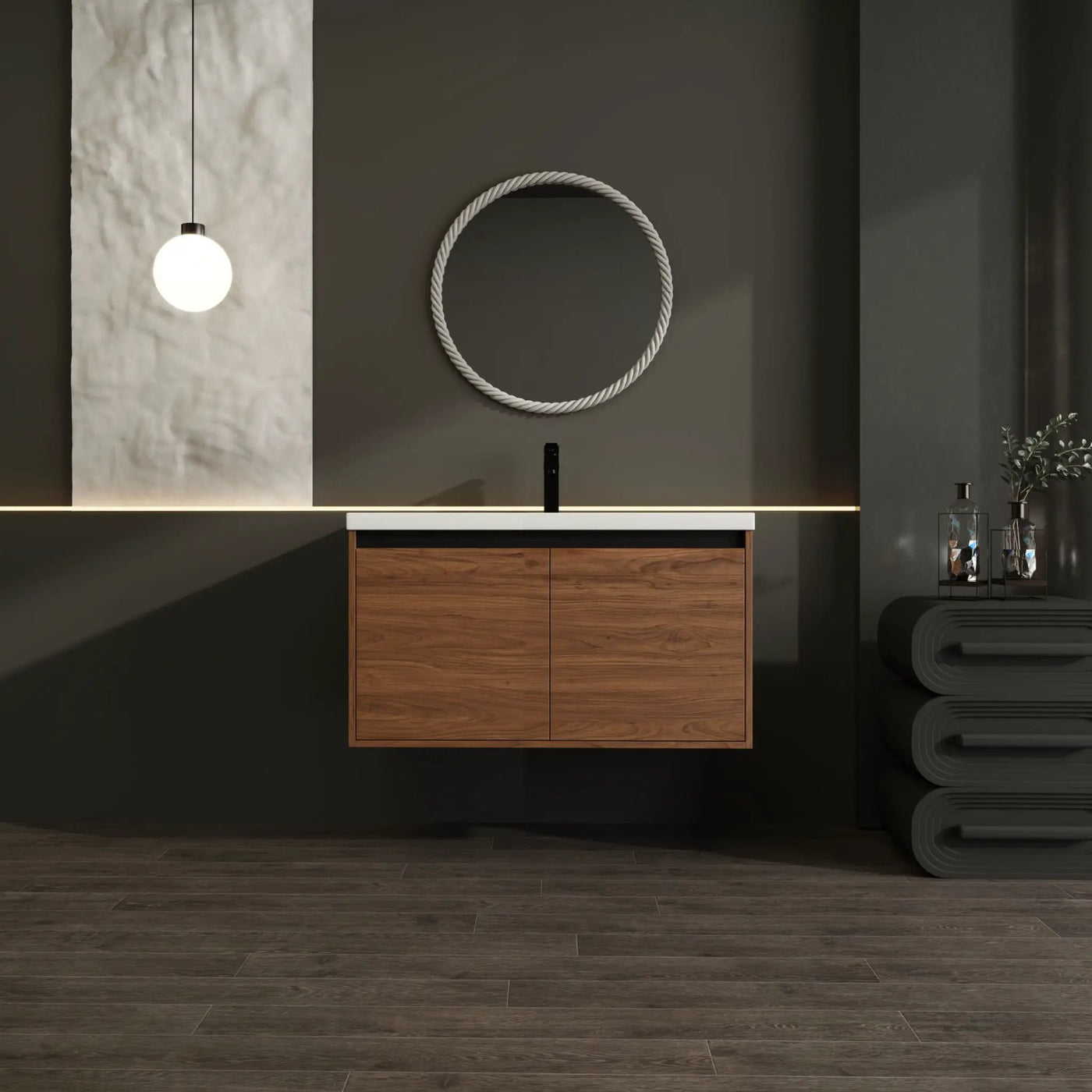 Bathroom Vanity Set With Resin Countertop Sink And 2 Doors, Engineered Wood by HouseOfZazla