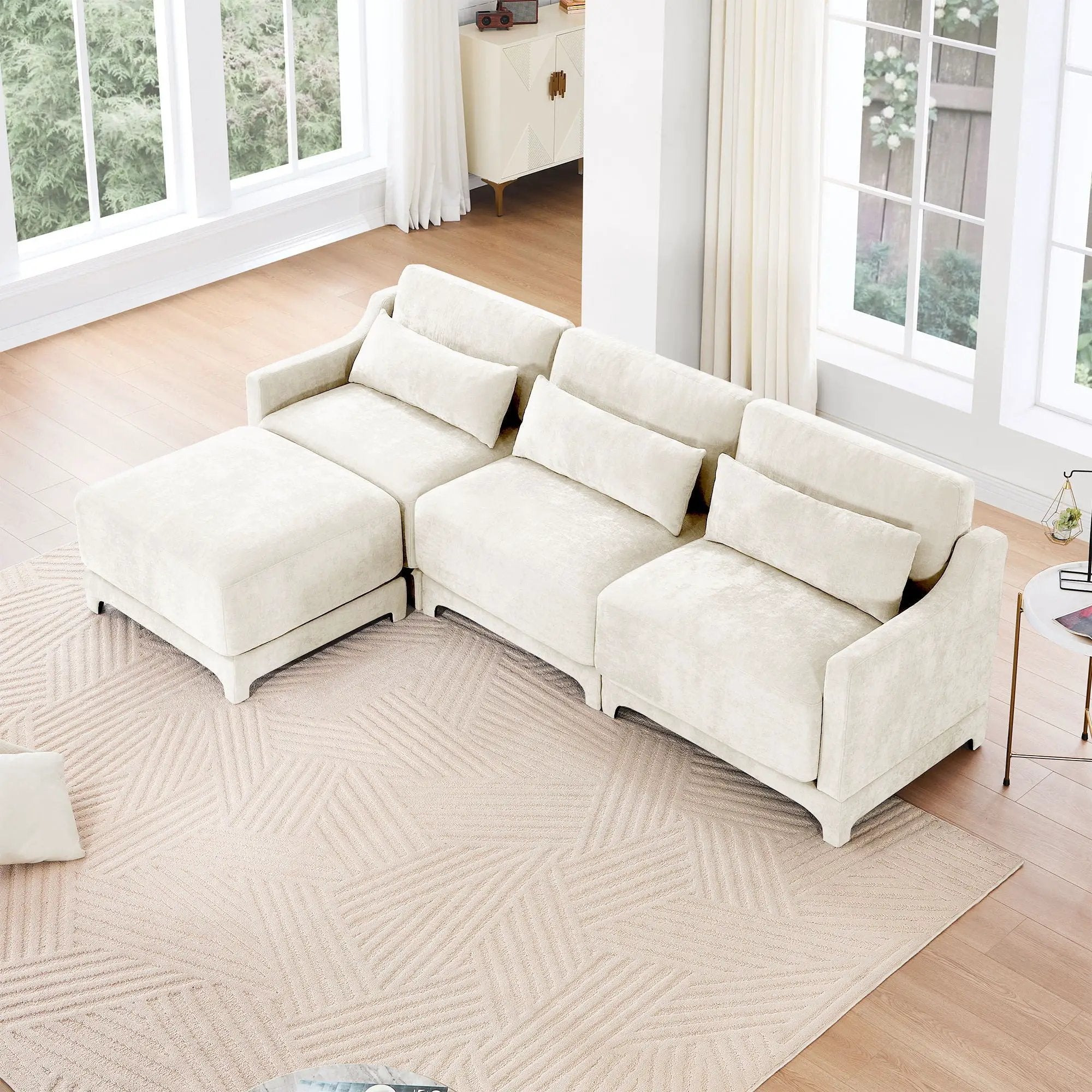 Stylish Sofa With Ottoman And Lumbar Pillows, Ergonomic Design by HouseOfZazla