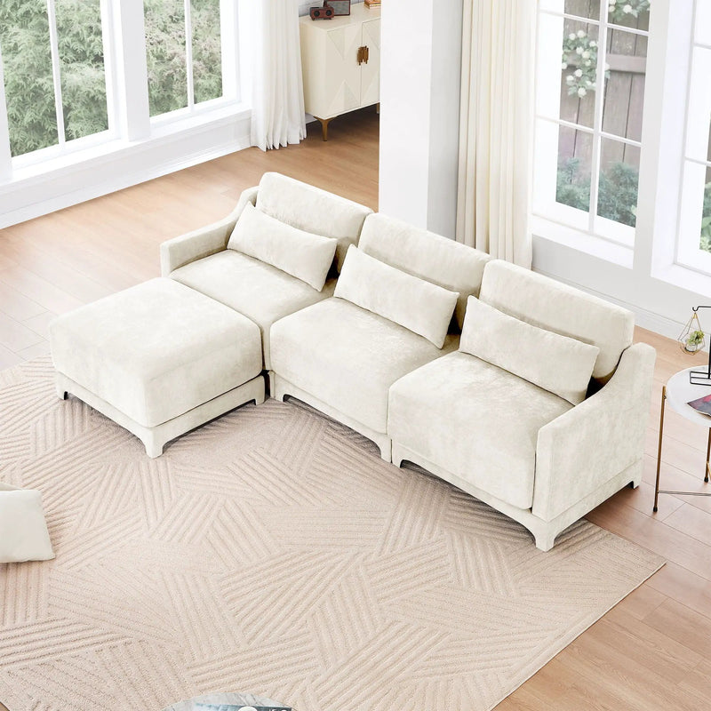Stylish Sofa With Ottoman And Lumbar Pillows, Ergonomic Design by HouseOfZazla