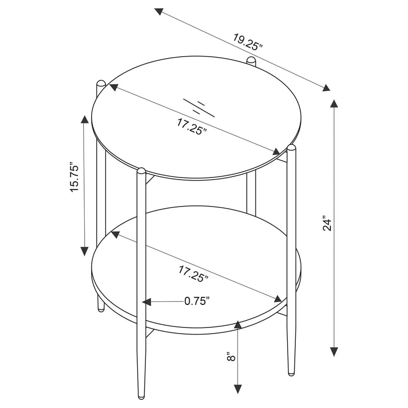 Jonelle 3-piece Round Coffee and End Table Set Gold by Unique Piece Furniture