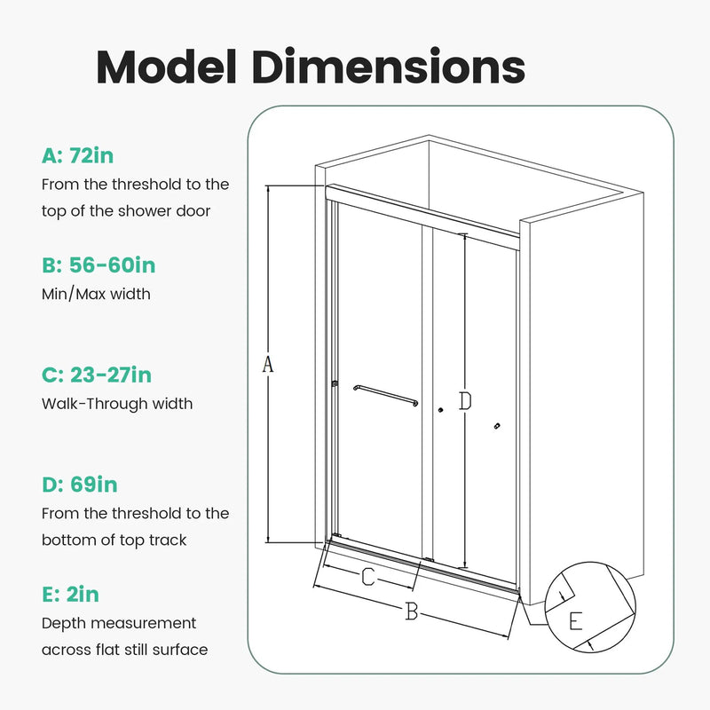 Semi-Frameless Double Sliding Shower Door, Bypass Shower Door, 1 / 4" (6Mm) Thick SGCC Tempered Glass Door by HouseOfZazla